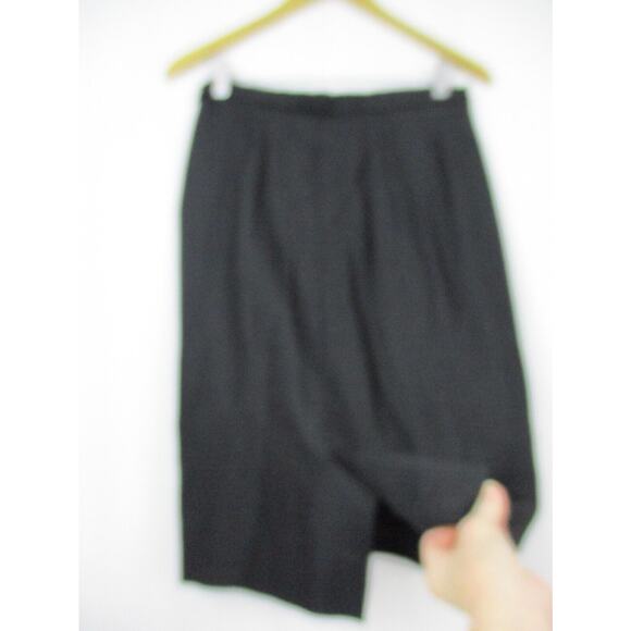 VINTAGE Pencil Skirt Gibi Roma Womens 10 30x25 Virgin Wool Black Dark Academia M - Picture 6 of 11